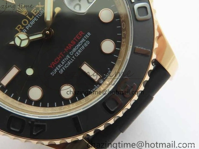 0405 Yacht-Master 126655 RG 3EF 1:1 Best Edition Black Ceramic Bezel on Black Rubber Strap VS Reliable 2488